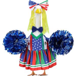 Soccer Cheerleader Porch Goose Outfits for 23 Inch Statue, 2026 World Sports Cup Cheerleading Costume for Cement Statue, Game Day Decoration