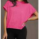 SOLY HUX Women's Plus Size Open Back Tops Criss Cross Cut Out Backless Tee Short Sleeve Summer T Shirt Solid HotPink X-Large Plus (Pink, XL)