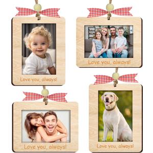 4 Pcs Family Photo Ornaments 2025, Horizontal Vertical Christmas Picture Frames Car Visor Clip, Fridge Magnet, Baby Festive Hanging Decoration, Keepsake Gift for Women, Friends, Pet Lovers HH639