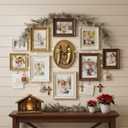 Framed Christmas Wall Art Nativity Three Wise Men for Holy Family 3D Oval, Vintage Christmas Wall Decor Gold Nativity Set Religious Decorations For Living Room Bedroom Hallway