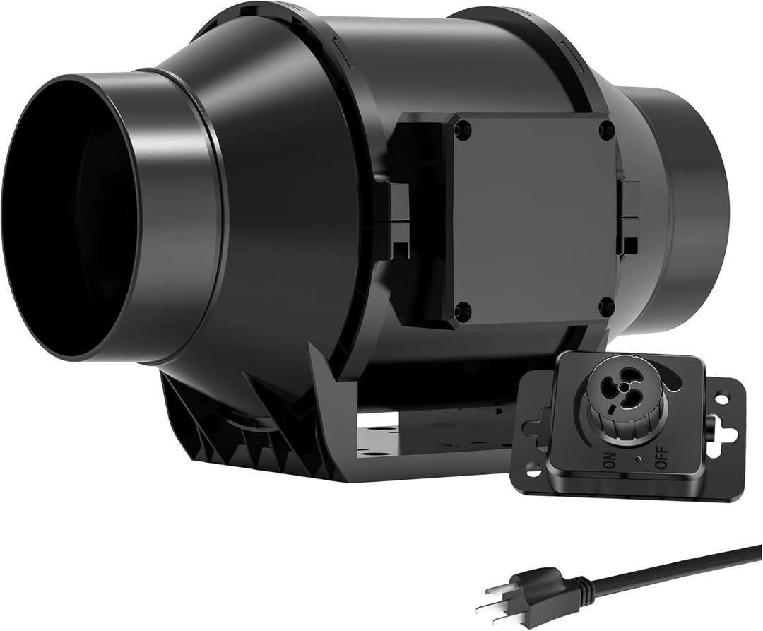 Toolazy Pro 6" Inline Duct Fan 405 CFM with 0-100% Variable Speed Controller - EC Motor Ventilation Kit for Basement Dehumidification, Hydroponic Systems & Grow Tent Air Exchange (Ultra-Quiet Design)