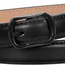 XZQTIVE Black Skinny Belt for Women Jeans Thin Leather Waist Belts With Black Metal Prong Buckle (Fit Pants 30-36in)