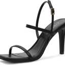 Women's Strappy High Heeled Sandals Open Toe Ankle Strap heels Comfy Weddings Shoes (8.5, Black Pu)