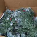 Decoway 4ft Christmas Tree Pre-Lit Artificial Mini Trees with Gold Pot Base, Flocked Snow 70 Warm White Led Lights Pine Cones Red Berries, for Entrances, Home Decorations Holiday Decor