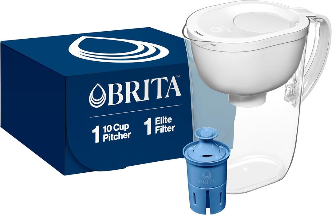 Brita Water Pitcher, Everyday Elite Filter, Removes 99% of Lead, Includes 1 Filter, 10-Cup Capacity, White