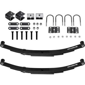 4 Leaf 1750lb Capacity Double Eye Spring for 3500lb Trailer Axle, 25-1/4" Length, 1.75" Width, 3" Free Open & U-Bolt & Hanger Kit, Suspension Kit Replaces SW4B, 2PCS