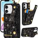 Petitian for iPhone 11 Wallet Case - Women Girls Cute Girly Aesthetic Unique Design Leather Credit Card Holder Phone Cover Stand Wristband for iPhone 11, Line Floral