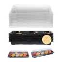 20Pcs Sushi Containers with Lid - Disposable Sushi Tray - Small Sushi Boxes To Go - Rectangular Take out Boxes - Fruit Cake Packing Box - Food Container 8.7x3.5x1.6 Inches