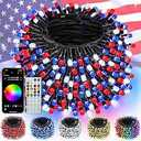 4th of July 95FT 240LED Red White and Blue String Lights, Extra-Long Connectable Led Twinkle Lights Waterproof with 8 Modes Memory, Independence Day Decoration