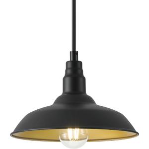 Farmhouse Pendant Lights with 10 Inch Dome, Barn Style Ceiling Mounted Light Fixture for Kitchen, Dinning Room, Black Hanging Lighting for Indoor and Outdoor Use, Height Adjustable