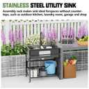 Black 30x18 Inch Freestanding Utility Sink-Stainless Steel Laundry Sink Practicality With Accessories Black Stainless Faucet,Soap Dispenser, SS Sink Grid For Laundry,Garage,Outdoor Kitchen,Garden...