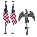 Yeshom 2 Pack 8FT Sectional Indoor Flag Pole Kit Blacked Eagle Topper Aluminum Heavy Duty Black Pole Stand with 3x5Ft US Flag & Base Stand for Office School City Hall Reception Room Commercial