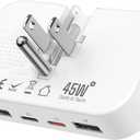 Slim Flat USB C Wall Charger, PD 45W Ultra Thin Foldable GaN Fast Charger with 4 Ports, Dual USB and Dual USB C Charger Block for iPhone, iPad, iPod, Samsung Galaxy, Tablet, AirPods and More