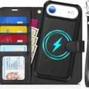 TUCCH 2-in-1 Detachable Wallet Case for iPhone Air (6.5") 2025, Wireless Charging | RFID Blocking 4 Card Holders | Wrist Strap | Kickstand | Magnetic | PU Leather | Protective Flip Cover | Black