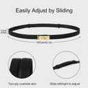 Women's Skinny Leather Belt With Adjustable Gold Alloy Turn-lock Rhinestone Buckle For Dresses, Jeans (Black)