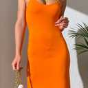 Women's Basic Adjustable Spaghetti Strap Cami Under Mini Dress (Orange, XS)