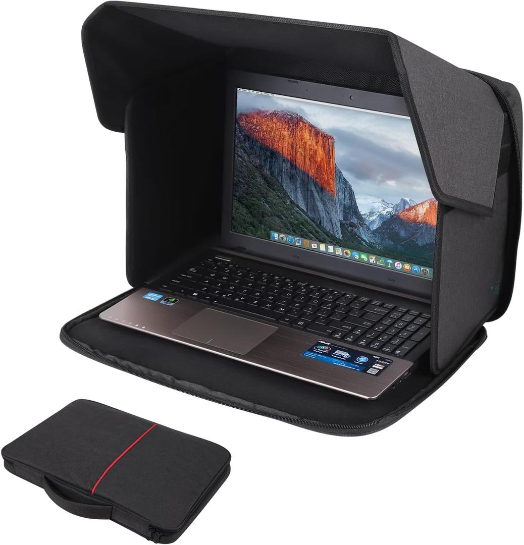 Laptop Sun Shade,Lightweight Laptop Sun Glare Shield Privacy Cover for Working Outside,Computer Privacy Hood Foldable and Portable Shield Cover Computer Hood Outside Glare 16''