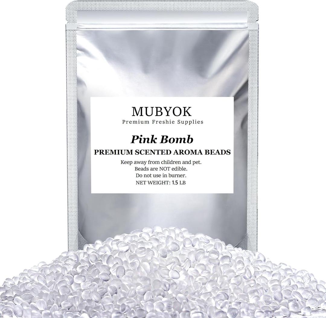 MUBYOK 1.5LB Pink Bomb Premium Scented Aroma Beads for Making Car Freshies Supplies PreScented Beads for Car Air Freshener Sachets Long-Lasing Scent