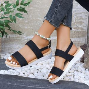 Summer Sandals for Women, Wedge Open Toe Slip-On Ankle Strap, Size 7