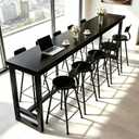 47in Black Industrial Long Bar Table | Solid Wood Farmhouse Bar Height Table,Rectangular High Top Kitchen & Dining Tables, for Kitchen Coffee Shop
