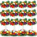 Hotop 36 Pcs Hawaiian Flower Centerpieces for Tables with Artificial Hibiscus Flowers and Artificial Palm Leaves Hawaiian Party Decorations Fake Tropical Flowers for Wedding Birthday Supplies