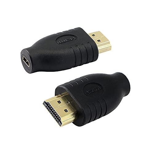 PNGKNYOCN Micro HDMI Adapter, 2-Pack, Male to Female, Supports 3D, 4K, 1080P, Ethernet Channel, 24K Gold-Plated Connectors, PVC Shell, Small and Lightweight, Easy to Use