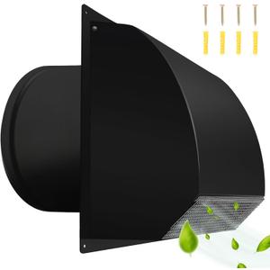 10 Inch Steel Hooded Wall Vent with Screen,Arc-Shaped Wall Vent for Ventilation and Exhaust,Suit for Residential Housing and Industrial Facilities,Black