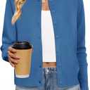 Women's Cardigan Sweaters Lightweight Crew Neck Button Down Long Sleeve Spring Outfits Fashion Clothing 2026 (Blue, M)
