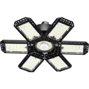 Motion Sensor Garage Light, 200W 20000LM 6500K LED Shop Lights, Garage Lights Ceiling Led with 6+1 Deformable Panels, Screw in E26 Socket Bulb for Warehouse, Workshop, Basement, Barn Lighting