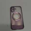 Misscase for iPhone 17 Magnetic Glitter Case Compatible with MagSafe,Full Protection Slim Shockproof Anti-Scratch Case with Camera Lens Protector Plating Bling Dust-Proof Net for Women Purple