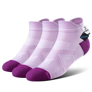 BRISIRA Coolmax Bamboo Viscose Women Compression Running Ankle Socks No Show Athletic Wicking Thick Cushioned Arch Support, M-3PACK