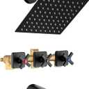 3 Handle Shower Faucet with Tub Spout Matte Black 3 Knobs Bathtub and Shower Faucet Set Three Handles Bath Tub and Shower Trim Kit