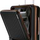 Carry on Luggage 22x14x9 Airline Approved, 20 Inch Carry on Luggage with Front Compartment, Travel Carry on Suitcase Lightweight with Wheels Black with Brown (TSA Approved)