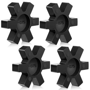 Flexible NBR Rubber Spider Insert Solid Spider Center Inserts Suitable for L Jaw Coupling Set, Black (4 Pcs, L075)