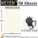 50 Sheets 110lb Cream Cardstock, 8.5" x 11", Heavyweight Off-White Paper Greeting Cards DIY Craft Card Making, 110LB Cover 300 GSM