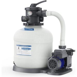 AQUASTRONG 16in Sand Filter Pump for Above Ground Pool with Timer, 3/4 HP Pool Pumps Above Ground 3800 GPH for Pools up to 16000 GAL, Pool Filter with 6-Way Valve, Improved Circulation and Filtration