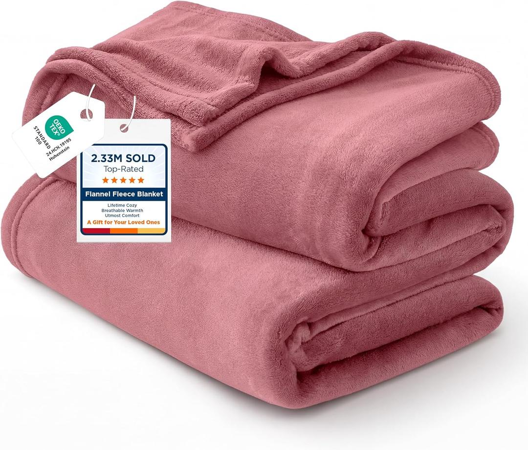 Bedsure GentleSoft Fleece Blankets Twin Size Dusty Rose - 300GSM Lightweight Plush Fuzzy Cozy Soft Blanket for Bed, Sofa, Couch, Travel, Camping, 60x80 inches