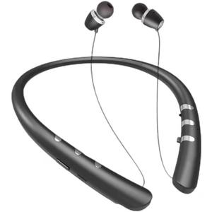 Bluetooth 5.3 Neckband Bluetooth Headphone, Sweat Resistant Noise Cancelling Stereo Headphones, and Retractable Ear Tips for Music, Conference, Videos Bright Black