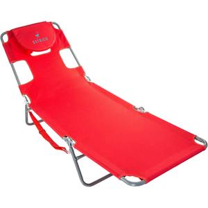Ostrich Beach Lounge Chair, Folding & Reclining Outdoor Chaise Lounger, Red - Portable Adjustable Recliner Chair for Lawn, Pool, Patio, Garden, and Yard