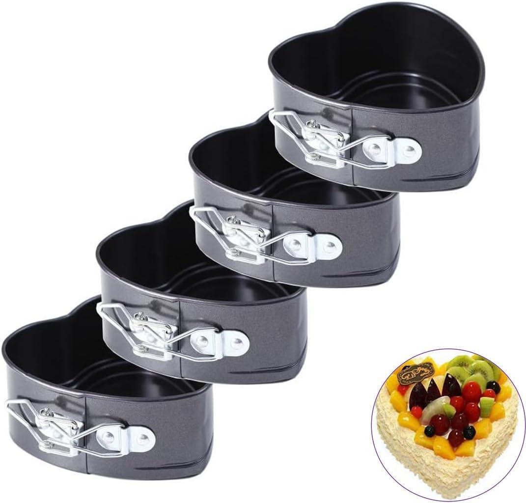 4pcs Mini Non-Stick Spring Pan | 4 Inch Heart Shaped Cake Cheesecake Pan Baking Molds for Instapot Pressure Cooker | Baking for Air Fryer Valentine's Day 4pcs Mini Non-Stick Spring Pan | 4 Inch Heart Shaped Cake Cheesecake Pan Baking Molds for Instapot Pressure Cooker | Baking for Air Fryer Valentine's Day