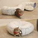 Warmer Plush Cat Play Tunnel With Bed for Indoor Cats - Soft Tubular Playground Toys, Collapsible Multifunctional for Small Medium Large Cats and Puppies (Grey)