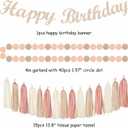 Blush-Pink Champagne Beige Happy-Birthday Party-Decorations - 31pcs 15th Women Girls Paper Lanterns Streamers Banner,Rose Gold Tissue Flowers Pom Poms Fans Tassels Graland Decor Supplies Hugmoon