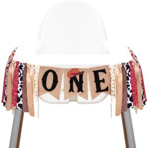 VitalCozy Western Cow One High Chair Banner My First Rodeo Themed Party Decoration Highchair Banner Garland Farm with Ribbon Fabric for Farm Decor Photo Prop Cowboy Party Supplies
