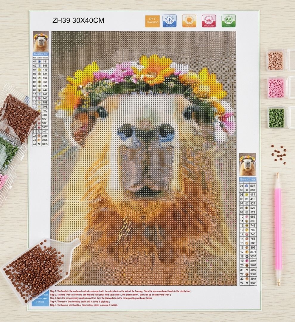 2 Pack DIY 5D Diamond Art Painting Cute Animals 12x16 Inch for Adults Beginners. Round Full Drill Rhinestone Embroidery for Home Wall Decoration