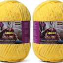 Baby Blanket Yarn for Crocheting - 2 Pack of 200g/7oz Chunky Chenille Yarn for Knitting Blankets Amigurumi - #6 Super Bulky - 348 Yards Soft Thick Plush Yarns (2, Yellow)