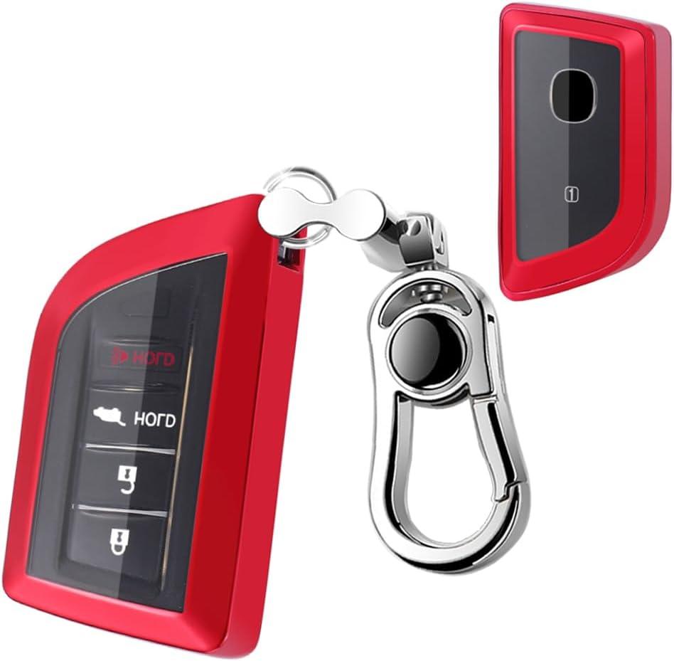 Key Fob Cover for Acura, Compatible with 2022 2023 Acura RDX Inggera MDX RDX, Remote Key Fob Silicone TPU, Protective Key Fob Cover, Case Holder Shell wih Keychain Red
