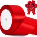 2 x Generic 1 1/2 Inch, 25 Yards Red Polyester Silk Fabric Ribbon, Hairband, Craft Ribbon, Single Side, Perfect for Gift Wrapping, Bouquet, Wedding, Bow Craft, Festive Occasions