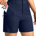 SANTINY Women's 5"/7" Hiking Golf Shorts with 3 Pockets Stretch Quick Dry Outdoor Travel Work Shorts for Women Casual Summer (S)