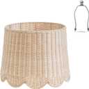13" Top X 16" Bottom X 11.2" High X 12" Slant, Large Scalloped Lamp Shade, Tropical Lampshade,Rattan Lamp Shade, Wicker Seagrass Lamp Shades for Table Lamp (Large-13" Top X 16" Bottom X 11.2" High)
