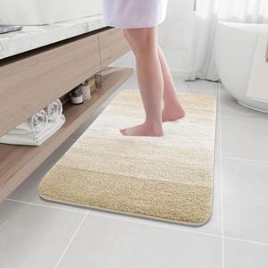 Arotive Microfiber Bathroom Rugs, Shaggy Soft and Absorbent Bath Rug, Non-Slip, Thick Plush Machine Washable Dry Bath Mats for Bathroom, Tub and Shower, 40x24, Light Beige, Rectangular